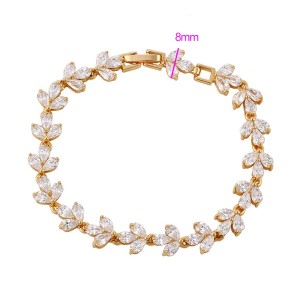 Grezna, bagātīga rokassprādze ar baltiem cirkoniem un zelta pārklājumu 18 karāti, garums: 18 cm